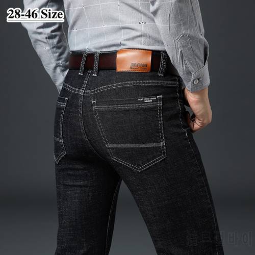 2020 Autumn New Men&39s Jeans Plus Size 42 44 46 Classic Straight Business Casual Denim Pants Fashion Black Trousers Male Brand