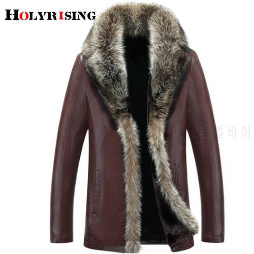 Holyrising 5XL Size Winter Thicken Faux Leather Casual Men&39s Jackets Fur Coat chaqueta cuero hombre jaqueta couro masculi 18524