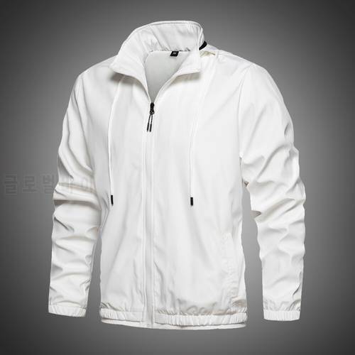 2020 Jacket Autumn Men Fashion Clothing Korea Fashion Lightweight Jacket Hoodie Jacket Outwear Windbreaker White Sweat Coat