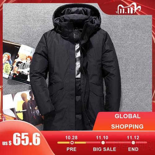 Long Down Jacket Men Top Quality Thick Winter 2022 NEW Hat Detached Warm Parka Waterproof Windproof -30 degrees 3073