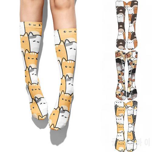 High Quality Fashion Cute Socks Creative Harajuku Kawaii Happy Man Socks Cartoon Animal Cat Dog Print Funny Socks calcetines