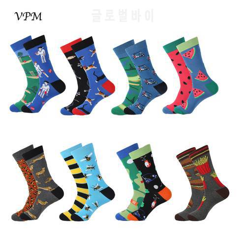 VPM New Colorful Cotton Cool Men&39s Crew Socks Harajuku Hip hop Cartoon Funny Novelty Bee Golfer Socks for Male Gifts