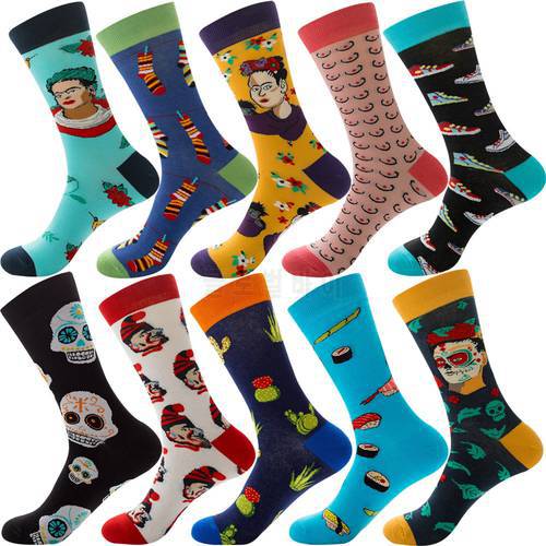 High Quality Combed Cotton Socks Animal Pattern Long Tube Funny Happy Men Socks Novelty Skateboard Crew Casual Crazy Socks