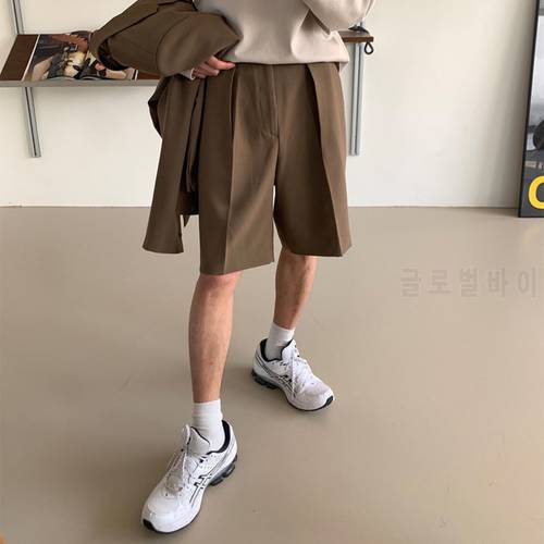 Summer Korean Shorts Men&39s Fashion Solid Color Business Casual Dress Shorts Men Streetwear Wild Loose Suit Shorts Mens M-XL