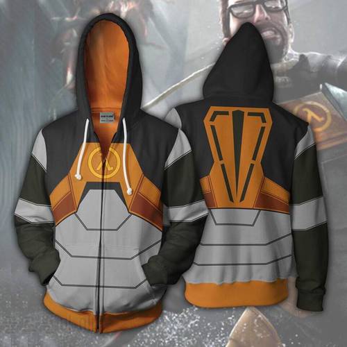 Men Hooded Half Life 3D Printed Hoodies Casual Tracksuit Zipper Jacket hooded hip hop Spring Autumn Tops