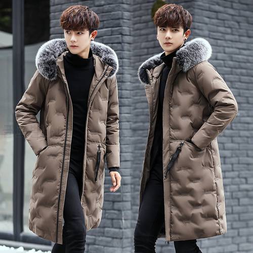 2022 down jacket men&39s Korean thick coat winter medium long jacket fox collar men&39s clothing