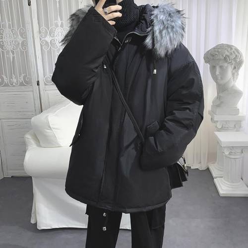 New autumn/winter 2022 pure color cotton thickened hooded padded jacket loose casual personality youth men&39s wear