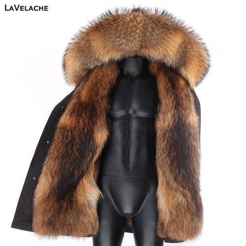 2022 Men Parkas Real Fur Coat Winter Luxury Jacket Real Mink Fur Coats Liner Detachable Long Natural Raccoon Fur Outerwear