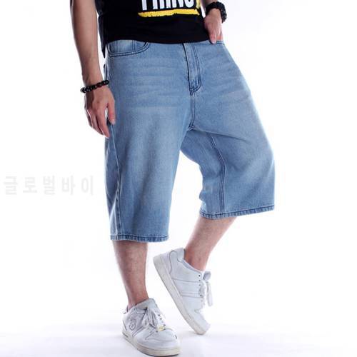 Jean Short Men 3/4 Length Trouser Male Straight Plus Size 46 Summer Loose Breeches Vintage hip hop Streetwear Pant Denim Shorts