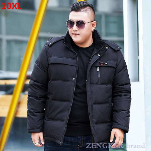 Black plus size down jacket men&39s extra large middle-aged elderly father short heavy coat winter jacket 10XL puffer jacket men