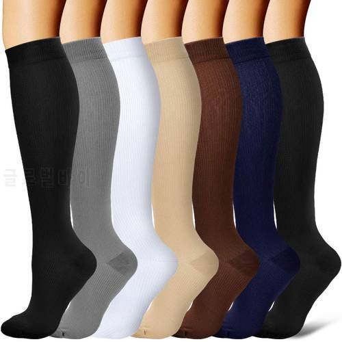 Compression Socks Women Men Best for Athletic, Edema, Diabetic,Flight Socks Shin Splints - Below Knee High