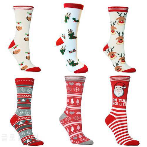 New Christmas Socks Elk Bells Snowflake Santa Claus Festival Stockings Personality Tube Breathable Christmas Gift Happy Socks