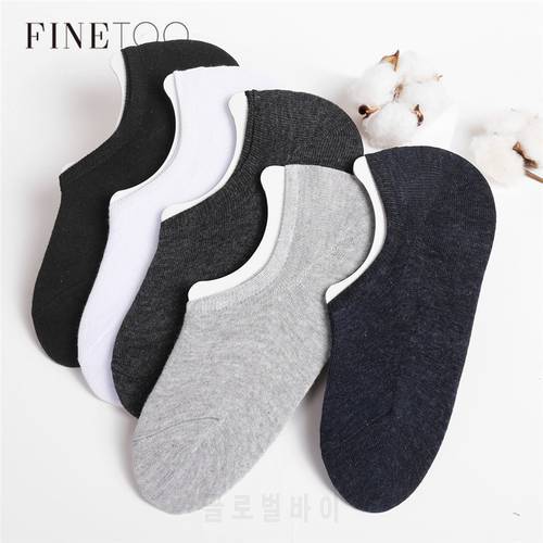 FINETOO 5Pairs/set Sports Men Sock Spring Summer Casual Solid Color Boat Socks Breathable Cotton Ankle Socks Thin Style Sock Men