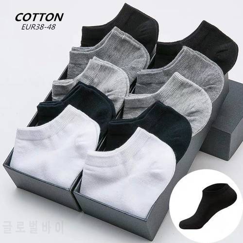 5 Pairs /Man&39s Socks Cotton Large Size 38-48 High Quality Casual Breathable Boat Socks Invisible Low Business Cotton Boat Socks