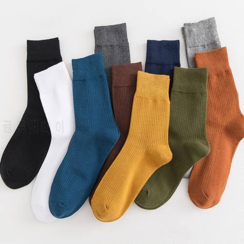Hot Sale New Autumn Winter Men&39s Warm Socks For Man Colorful High Quality Double Needle Casual Sports Cotton Socks 5 Pairs