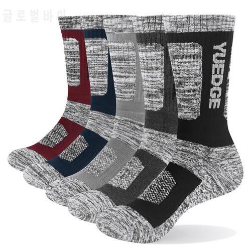 YUEDGE 5 Paris Men&39s Thick Cushion Cotton Crew Thermal Winter Warm Hiking Walking Boot Socks For Male Size 37-46