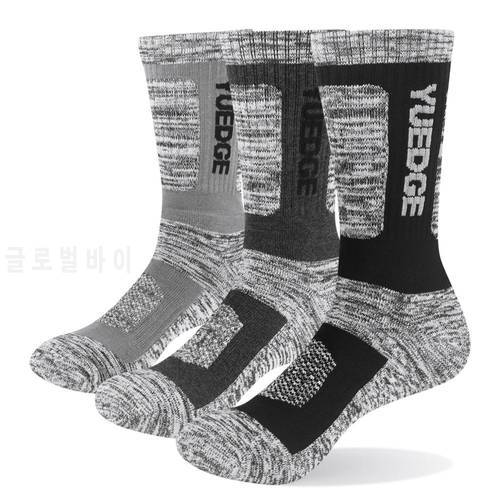 YUEDGE Mens Breathable Comfortable Mid Calf Thick Winter Warm Thermal Sports Sock For Size 37-44 EU, 3 Pairs/Pack