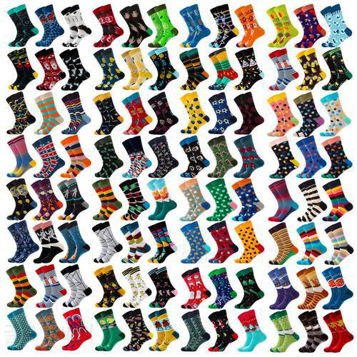 6 pairs Hip Hop INS Style Men/Women Socks Combed Cotton Happy Print Art Funny Socks Men Casual Crew Skateboard Socks Long Tube