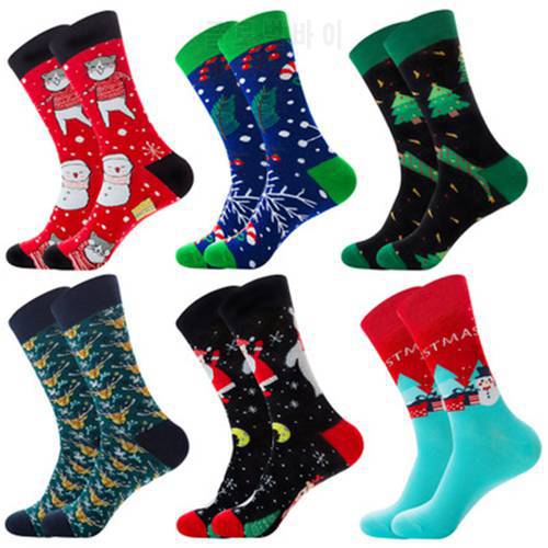 Elk, Happy Cat, Christmas Candy, Santa Claus, Snowman, Christmas Tree, Snowflake, Gift, Red Elk, Male Midstream socks ZQ026