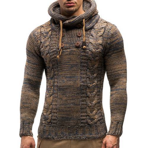 Men&39s Fashion Solid Color Knit Hooded Sweaters 2022 New O-Neck Long Sleeve Slim Fit Pullover Tops Autumn Winter