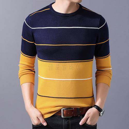 2022 Casual Men&39s Sweater O-Neck Striped Slim Fit Knittwear Autumn Winter Mens Sweaters Pullovers Pullover Men Pull Homme M-3XL
