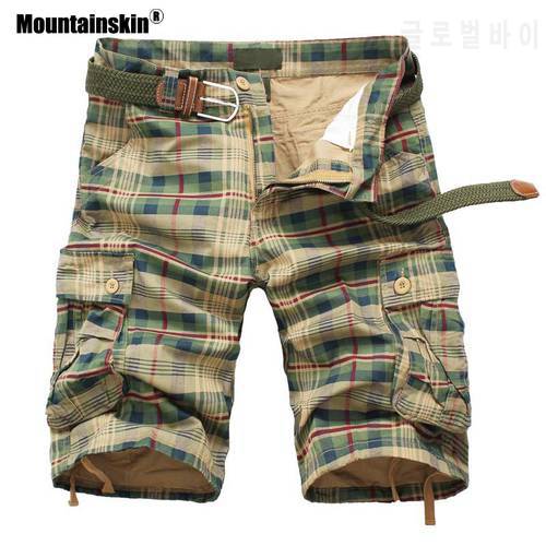 Mountainskin Men Shorts 2021 Fashion Plaid Beach Shorts Mens Casual Camo Shorts Military Short Pants Male Cargo Overalls SA686