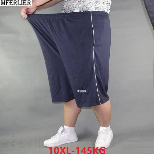 summer Men plus size big shorts cotton 10XL sports stretch shorts oversize elasticity soft loose shorts navy blue 60 mferlier 54