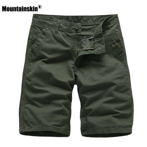 Mountainskin 2021 New Men&39s Cargo Shorts Summer Men Casual Cotton Short Pants Sport Solid Color Knee Length Shorts Male SA892