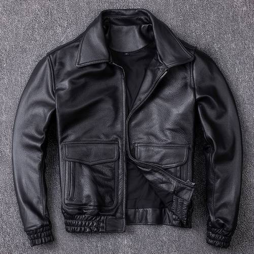 Free shipping.Men bomber A2 thicker cowhide coat,classic plus size 8XL leather clothes,father&39s genuine Leather jacket quality