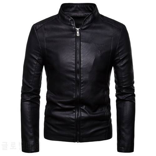 Men Leather Jackets Spring and Autumn New Men&39s Korean Version of Slim Stand Collar PU Leather Jacket