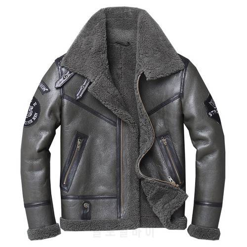 Free shipping,Winter natural Sheepskin fur coat,Quality cool wool Shearling,warm genuine leather jacket,mens plus size outwear