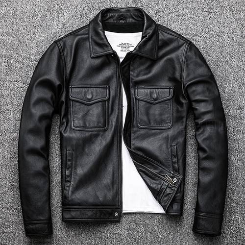Free Shipping.7XL Genuine Leather jacket.Winter casual black Men cowhide clothes.quality plus size leather coat.натуральная кожа