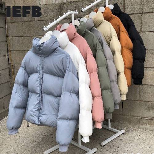 IEFB /men&39s clothing Korean mulit color short style cotton-padded clothes witner clothes couple Korean fashion oversize 9Y3697