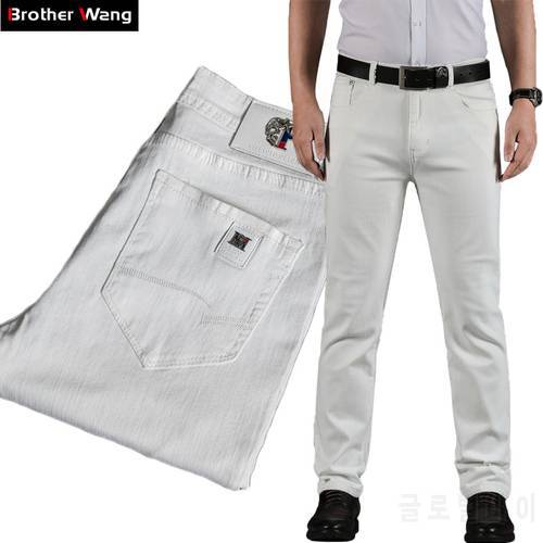 2020 Summer new Men&39s white jeans Fashion casual Elastic Slim Denim trousers male Brand pants