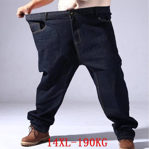 Big size jeans for men oversize 11XL 12XL 13XL 14XL high waist jeans Trousers man denim pants straight 62 64 66 Elasticity jeans