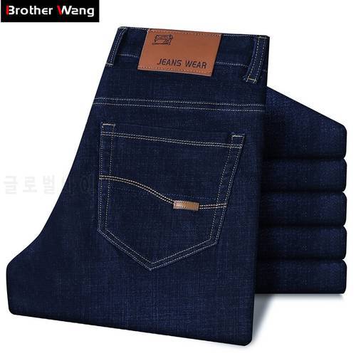 Plus Size 40 42 44 Classic Style Men&39s Business Jeans 2022 New Fashion Small Straight Stretch Denim Trousers Male Brand Pants