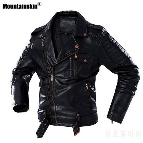 Mountainskin Men&39s Fashion Leather Jacket Winter Thick Men Motorcycle PU Leather Coat Turn Down Collar Leather Jacket Male SA976