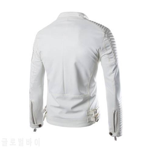 New White Pu Leather Jacket Men 2020 Winter Motorcycle Design Mens Slim Biker Jacket Faux Leather Coats Fashion Veste Cuir Homme