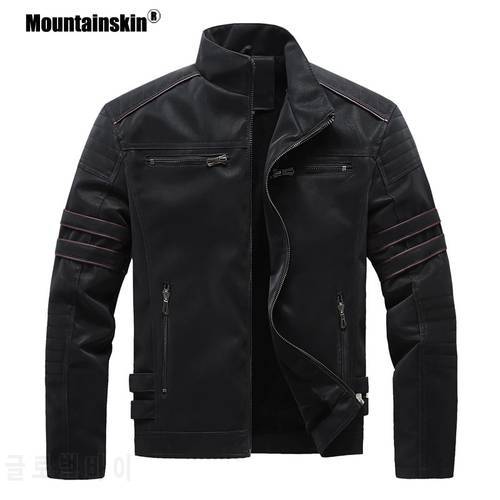 Mountainskin Autumn Winter Men&39s Leather Jackets Motorcycle PU Jacket Male Biker Leather Coats Mens Brand Clothing EU Size SA896