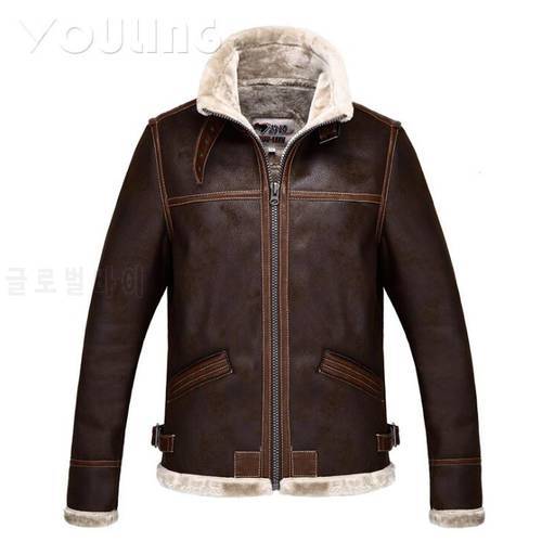 Brown mens leather jacket motorcycle short coat men jackets faux fur clothes personalized jaqueta de couro street autumn winter
