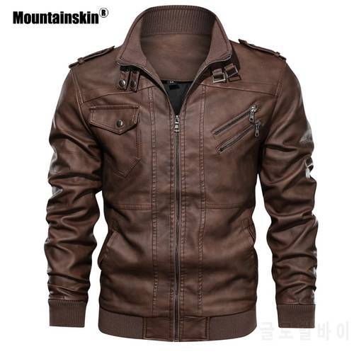 Mountainskin Men&39s Leather Jackets Autumn Men Coats Casual Motorcycle PU Jacket Mens Biker Jackets Male Brand EU Size SA723