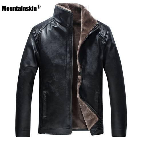 Mountainskin New Leather Jacket Mens Winter Fleece Men&39s Thick Motorcycle windproof Warm Coat Male Fashion Brand Clothing SA800