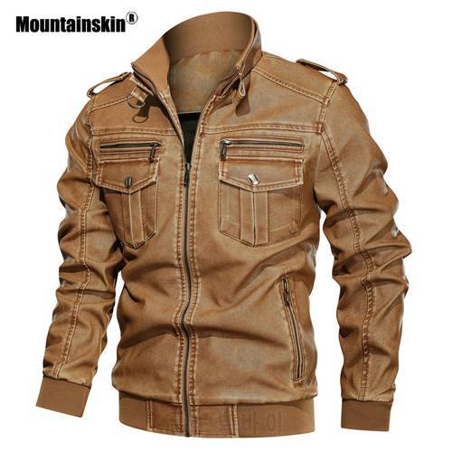Mountainskin New Leather Jacket Men Winter Autumn Men&39s Motorcycle Jacket Windproof Outwear Male Brand Clothing L~6XL SA789