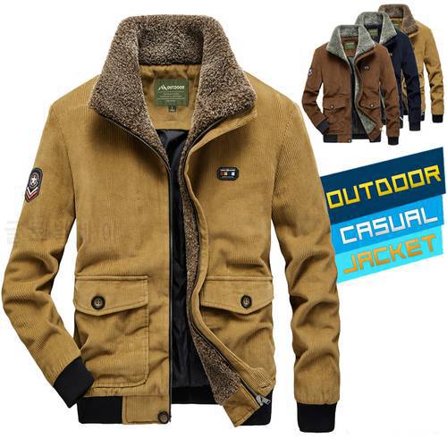 Winter Coats Jackets Men 2022 New Military Jacket Fleece Collar Bomber Jacket Fashion Thick Warm Clothes Outerwear Corduroy Coat