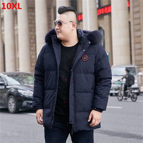 New large size man leisure stand collar large fur collar white duck down jacket jacket 160kg can be worn 4XL 5XL 6XL