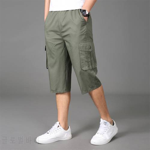 2022 Summer Mens Casual Joggers Cotton Homme Breathable Calf-length Pants Big and Tall Pants Men 5XL 6XL Oversized Trouser