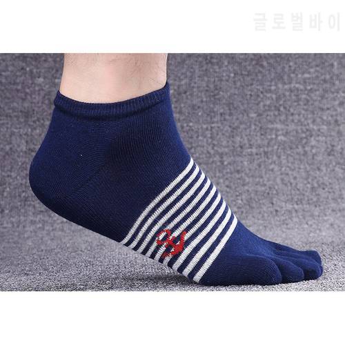 New Men&39s Cotton Five Finger Toe Socks Deportes short Tube stripe Finger Meias Polyester Sock Elasticity Sock
