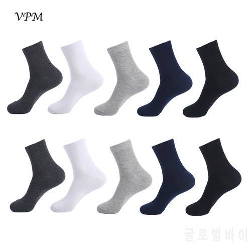 VPM 10 Pairs/Lot Big Size Men&39s Socks Withe Black Grey Business Classical Crew Cotton Breathable Compression Sock