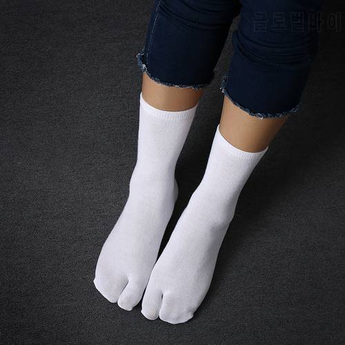 1Pair Japanese Kimono Two Toe Socks Unisex Black White Grey Solid Cotton 28 cm Flip Flop Sandal Split Socks