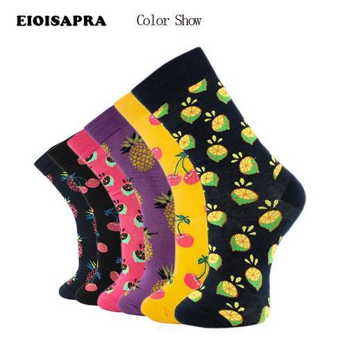 EIOISAPRA Fruit Cherry/Grapefruit/Pineapple Cotton Funny Socks Men Cute Unisex Crew Socks Jacquard Happy Socks Calcetines Hombre